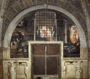 De bevrijding van Sint-Pieter, Stanza di Eliodoro, 1514 door Raffaello Sanzio Raphael